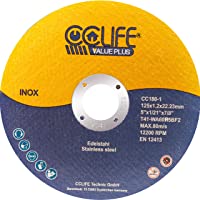 CCLIFE 50PCS Disco de corte inoxidable 125 x 1-2 x 22-23mm